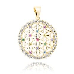 Pandantiv argint placat cu aur galben Floarea Vietii cu pietre colorate DiAmanti Z1782CG_MU-DIA (Argint 925‰ 3,2 g.)